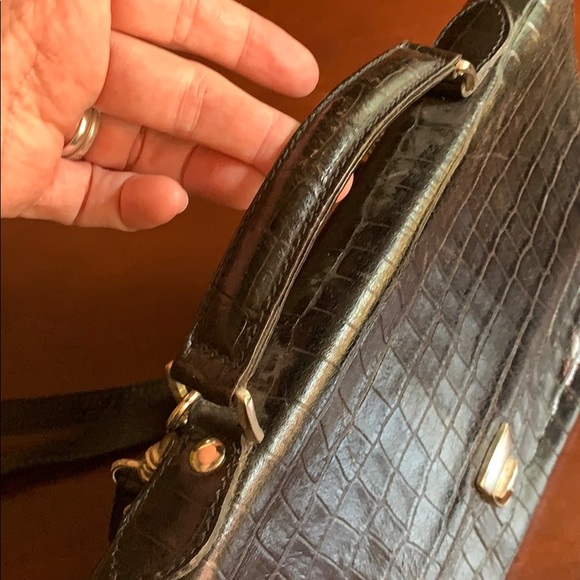 SOLD ✅ Leather Attaché Bag - Croc Print - Picture 11 of 12